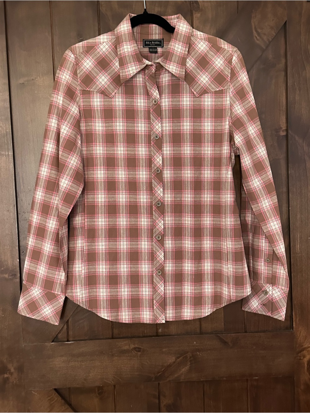 Bit & Bridle Pink and Cream Plaid Button-Down Shirt